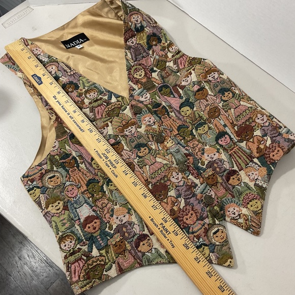 Vintage Nadia Children of the World Tapestry Vest Size Medium - Picture 2 of 8
